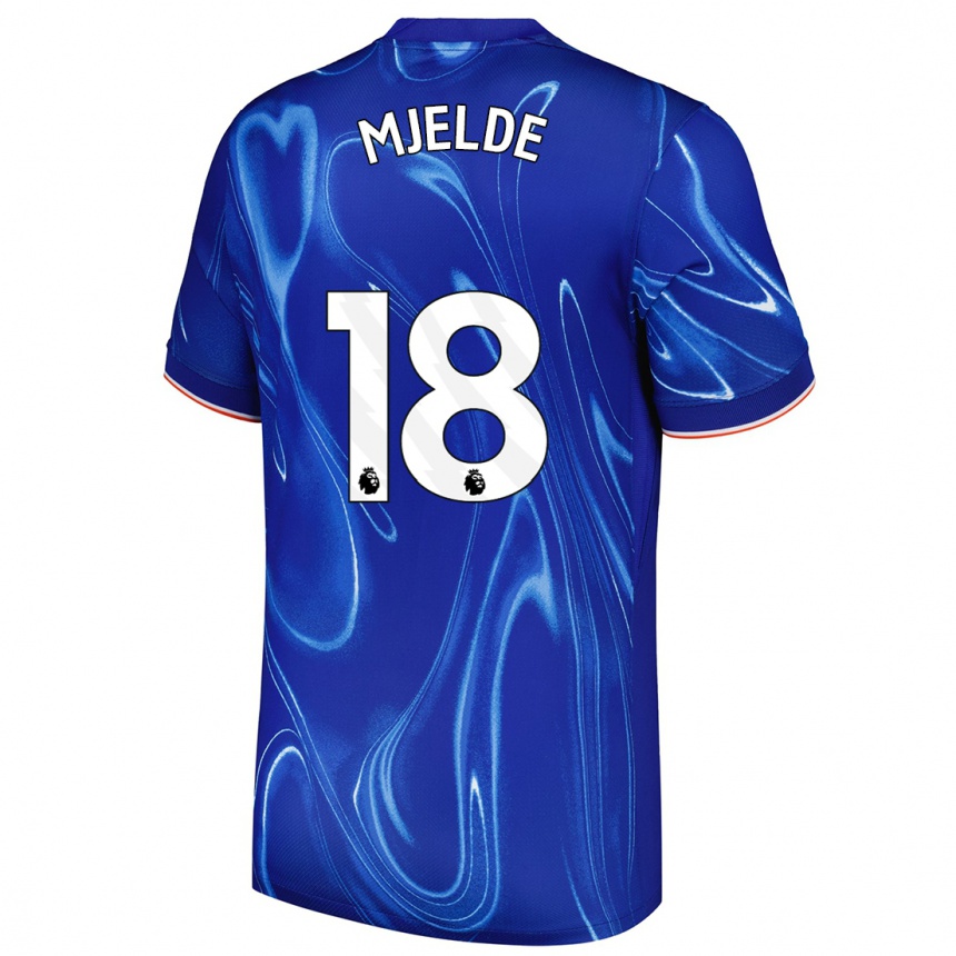 Women Football Maren Mjelde #18 Blue White Home Jersey 2024/25 T-Shirt Za