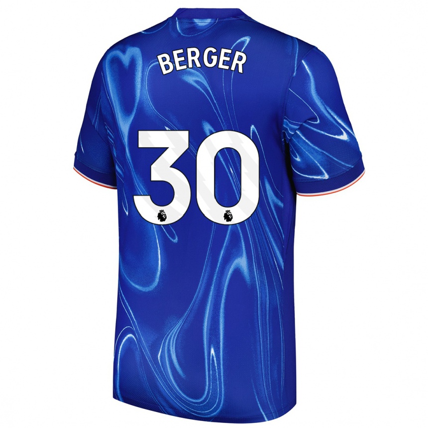 Women Football Ann-Katrin Berger #30 Blue White Home Jersey 2024/25 T-Shirt Za