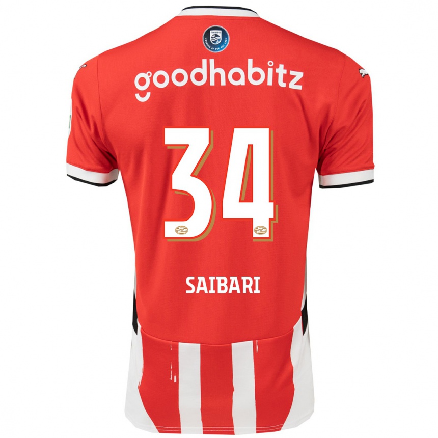 Women Football Ismael Saibari #34 Red White Home Jersey 2024/25 T-Shirt Za