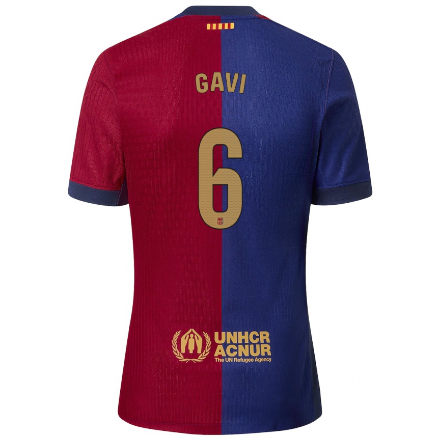 Women Football Gavi #6 Blue Red Home Jersey 2024/25 T-Shirt Za