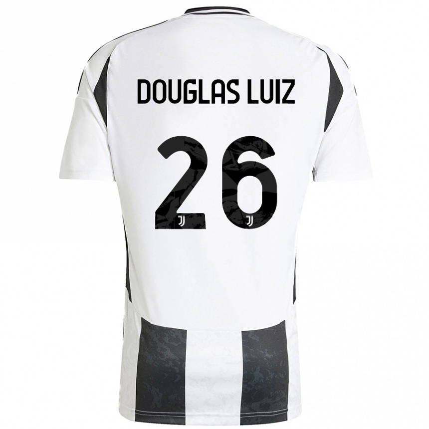 Women Football Douglas Luiz #26 White Black Home Jersey 2024/25 T-Shirt Za