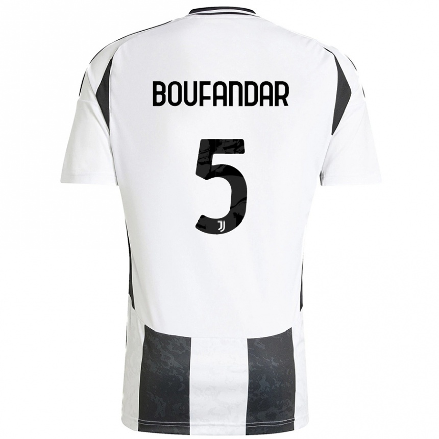 Women Football Adam Boufandar #5 White Black Home Jersey 2024/25 T-Shirt Za