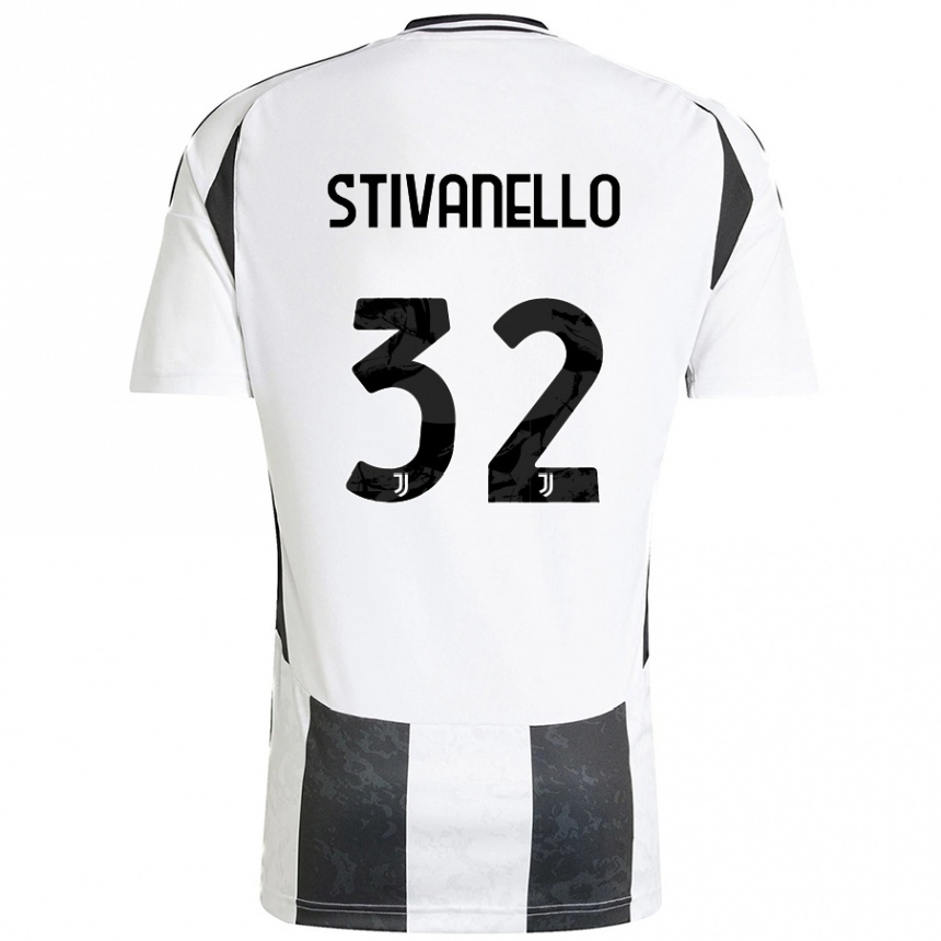 Women Football Riccardo Stivanello #32 White Black Home Jersey 2024/25 T-Shirt Za