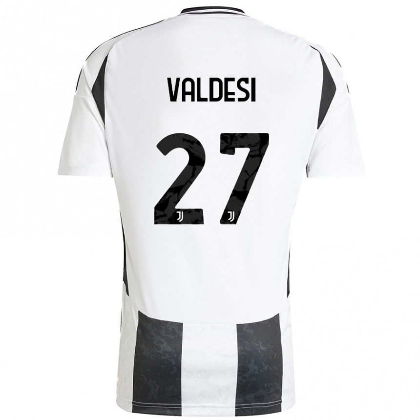 Women Football Andrea Valdesi #27 White Black Home Jersey 2024/25 T-Shirt Za