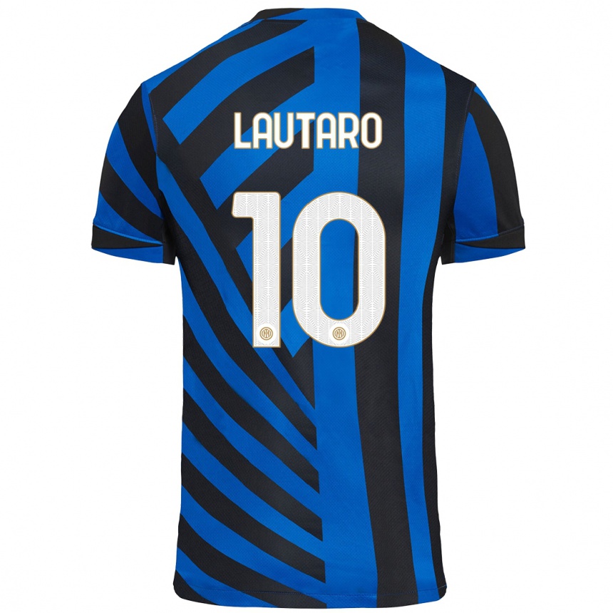 Women Football Lautaro Martinez #10 Blue Black Home Jersey 2024/25 T-Shirt Za