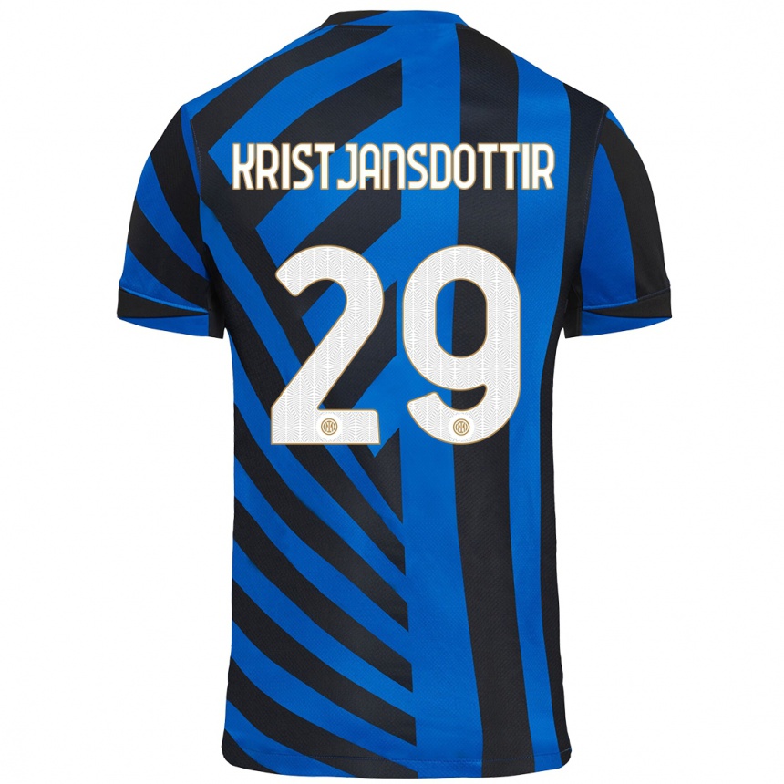 Women Football Anna Bjork Kristjansdottir #29 Blue Black Home Jersey 2024/25 T-Shirt Za