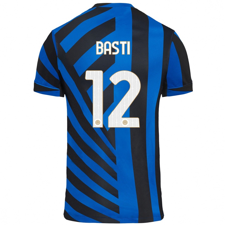 Women Football Matteo Basti #12 Blue Black Home Jersey 2024/25 T-Shirt Za