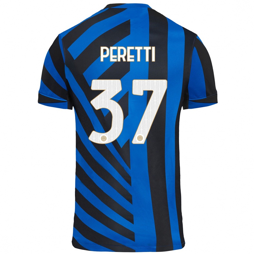 Women Football Lorenzo Peretti #37 Blue Black Home Jersey 2024/25 T-Shirt Za