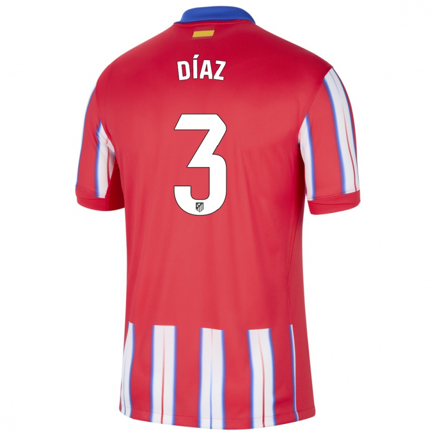 Women Football Julio Díaz #3 Red White Blue Home Jersey 2024/25 T-Shirt Za