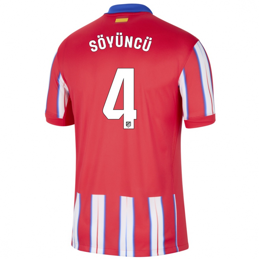 Women Football Caglar Soyuncu #4 Red White Blue Home Jersey 2024/25 T-Shirt Za