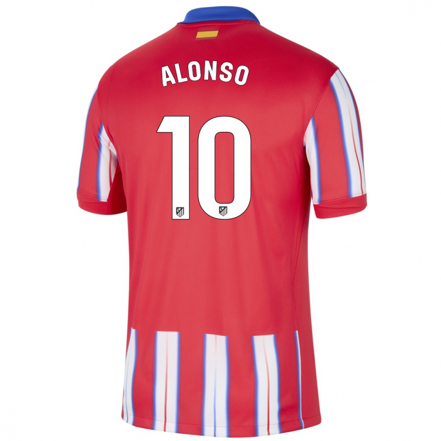 Women Football Javi Alonso #10 Red White Blue Home Jersey 2024/25 T-Shirt Za