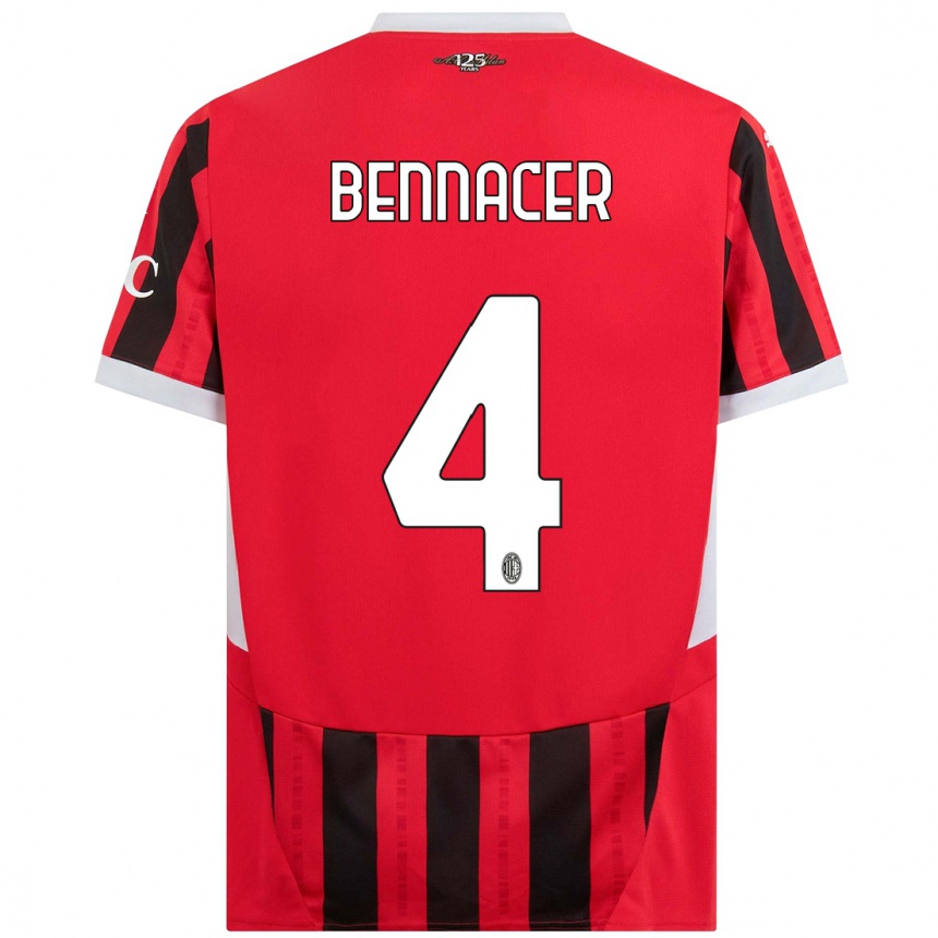 Women Football Ismael Bennacer #4 Red Black Home Jersey 2024/25 T-Shirt Za