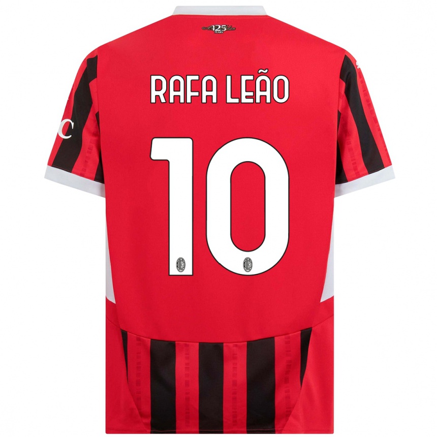 Women Football Rafael Leao #10 Red Black Home Jersey 2024/25 T-Shirt Za