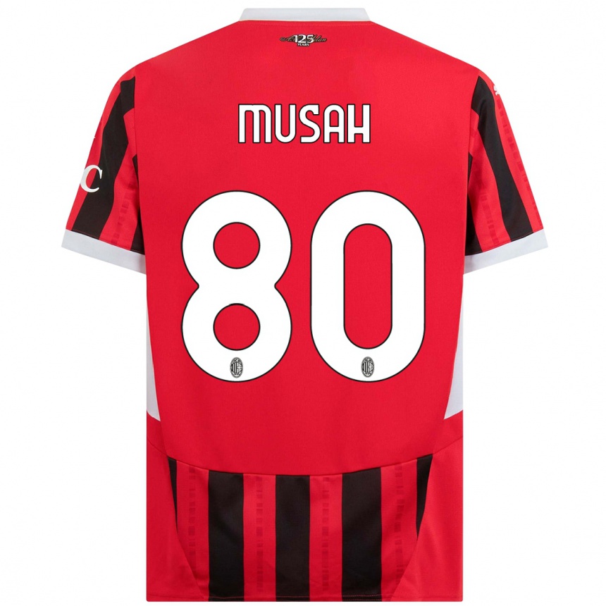 Women Football Yunus Musah #80 Red Black Home Jersey 2024/25 T-Shirt Za