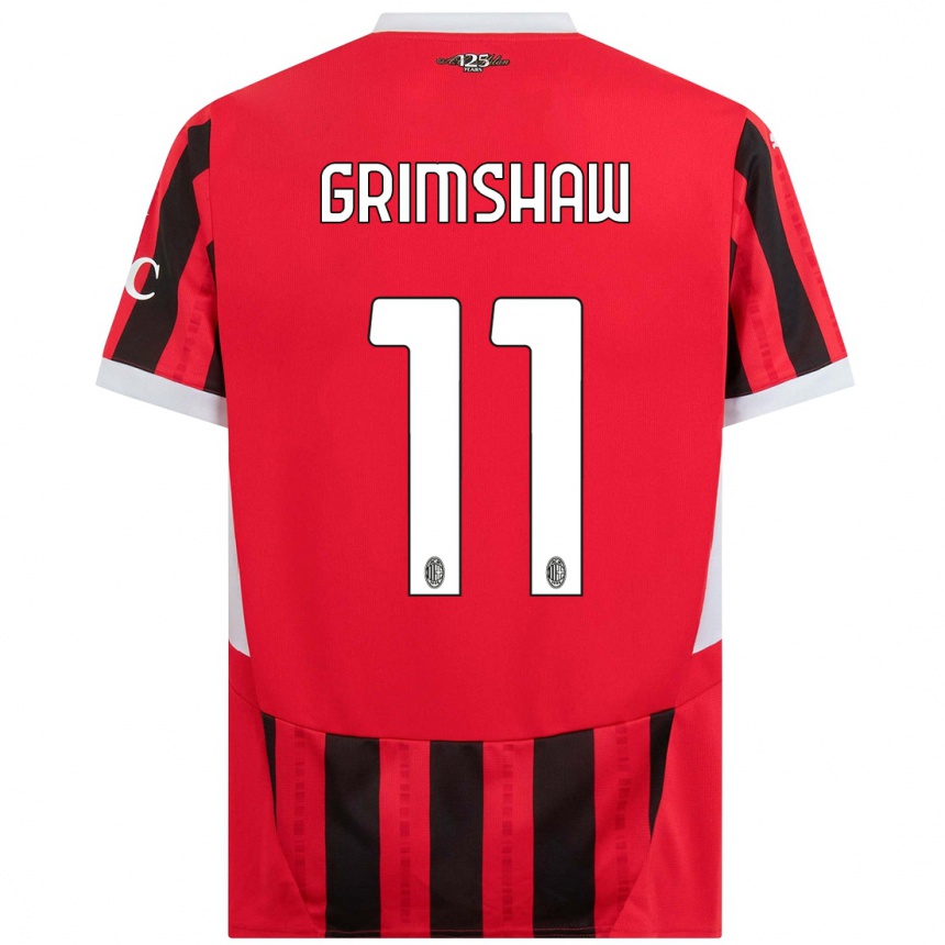 Women Football Christy Grimshaw #11 Red Black Home Jersey 2024/25 T-Shirt Za