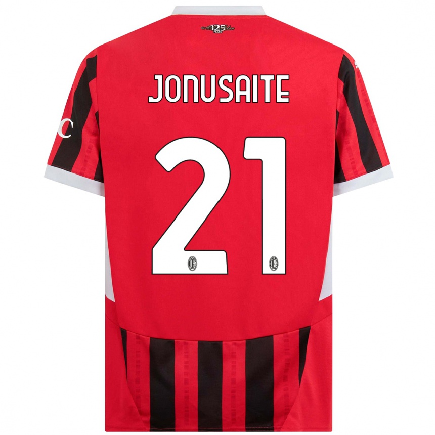 Women Football Rimante Jonusaite #21 Red Black Home Jersey 2024/25 T-Shirt Za