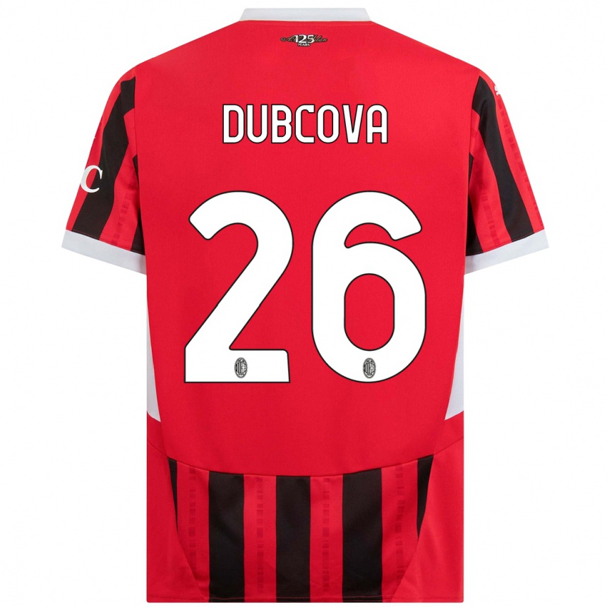 Women Football Michaela Dubcova #26 Red Black Home Jersey 2024/25 T-Shirt Za