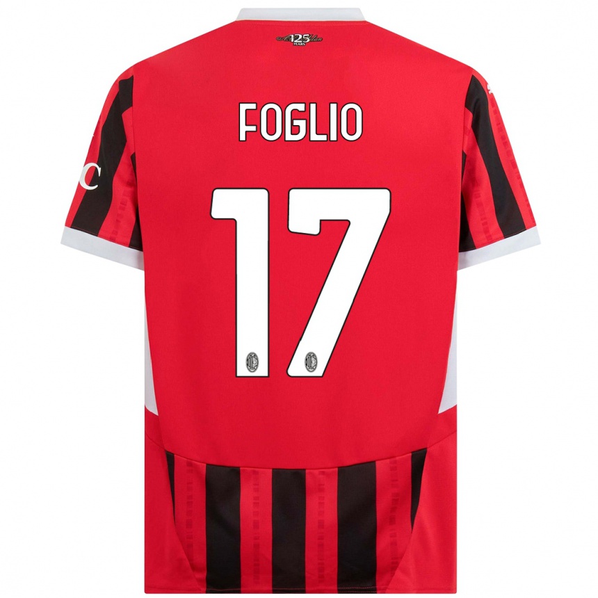 Women Football Christian Foglio #17 Red Black Home Jersey 2024/25 T-Shirt Za