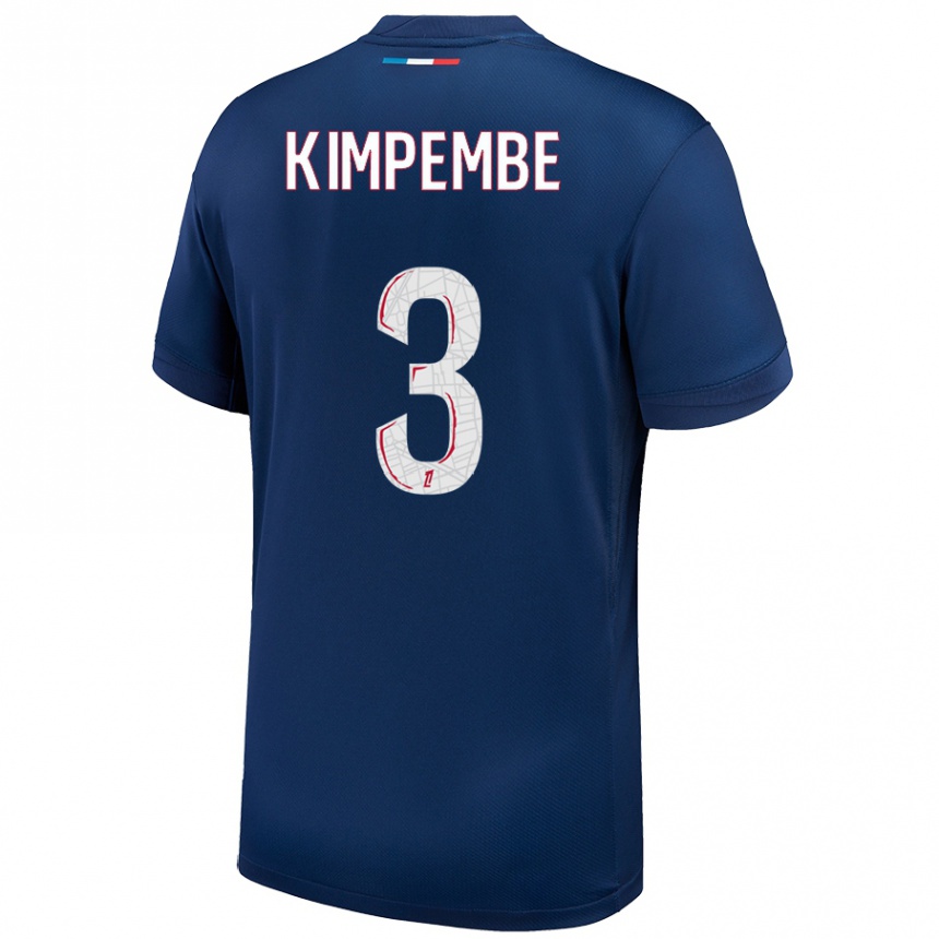 Women Football Presnel Kimpembe #3 Navy Blue White Home Jersey 2024/25 T-Shirt Za