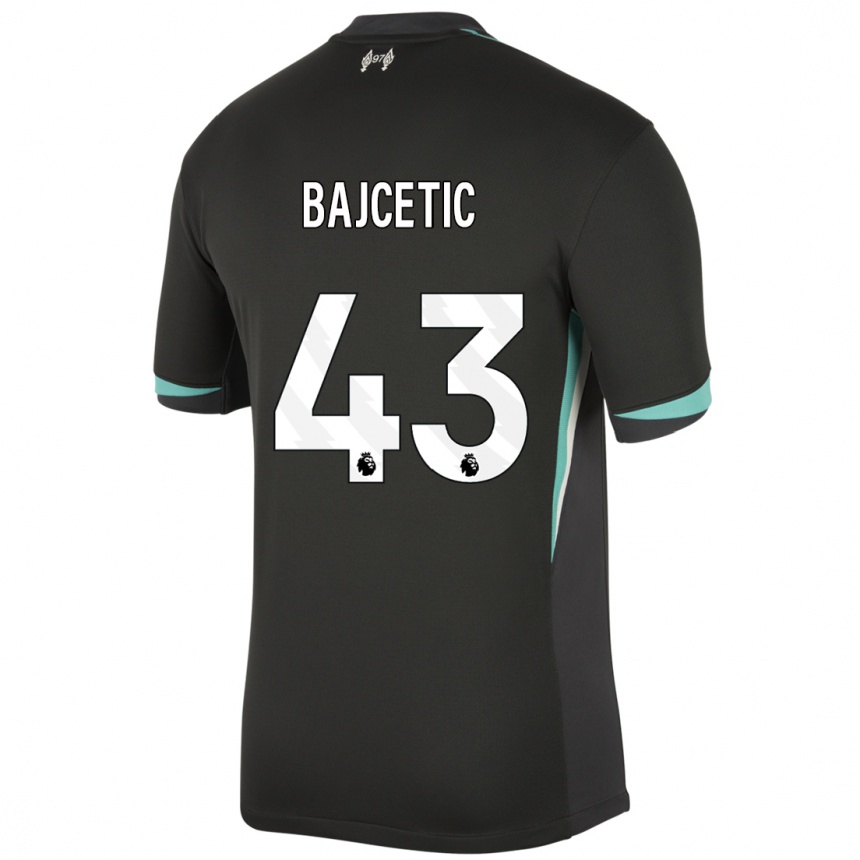 Women Football Stefan Bajcetic #43 Black Anthracite White Away Jersey 2024/25 T-Shirt Za