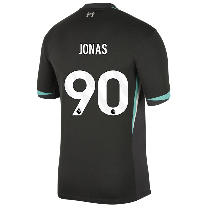 Women Football Lee Jonas #90 Black Anthracite White Away Jersey 2024/25 T-Shirt Za