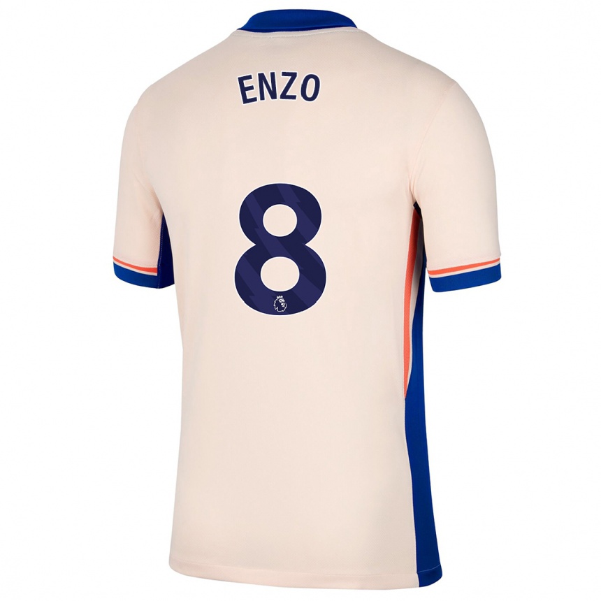 Women Football Enzo Fernández #8 Light Beige Away Jersey 2024/25 T-Shirt Za