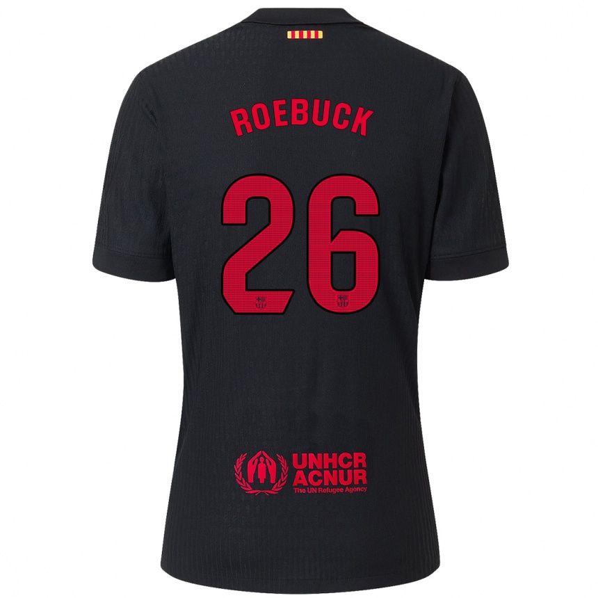 Women Football Ellie Roebuck #26 Black Red Away Jersey 2024/25 T-Shirt Za