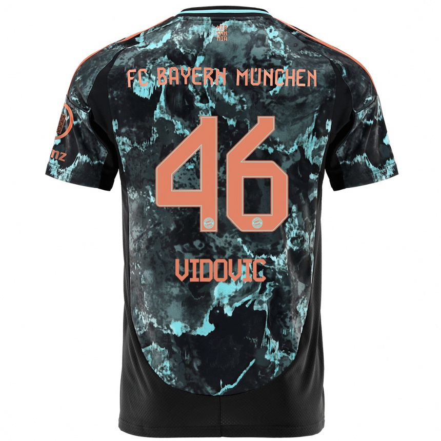 Women Football Gabriel Vidovic #46 Black Away Jersey 2024/25 T-Shirt Za