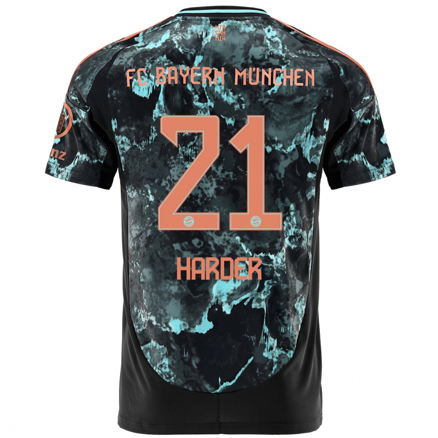 Women Football Pernille Harder #21 Black Away Jersey 2024/25 T-Shirt Za