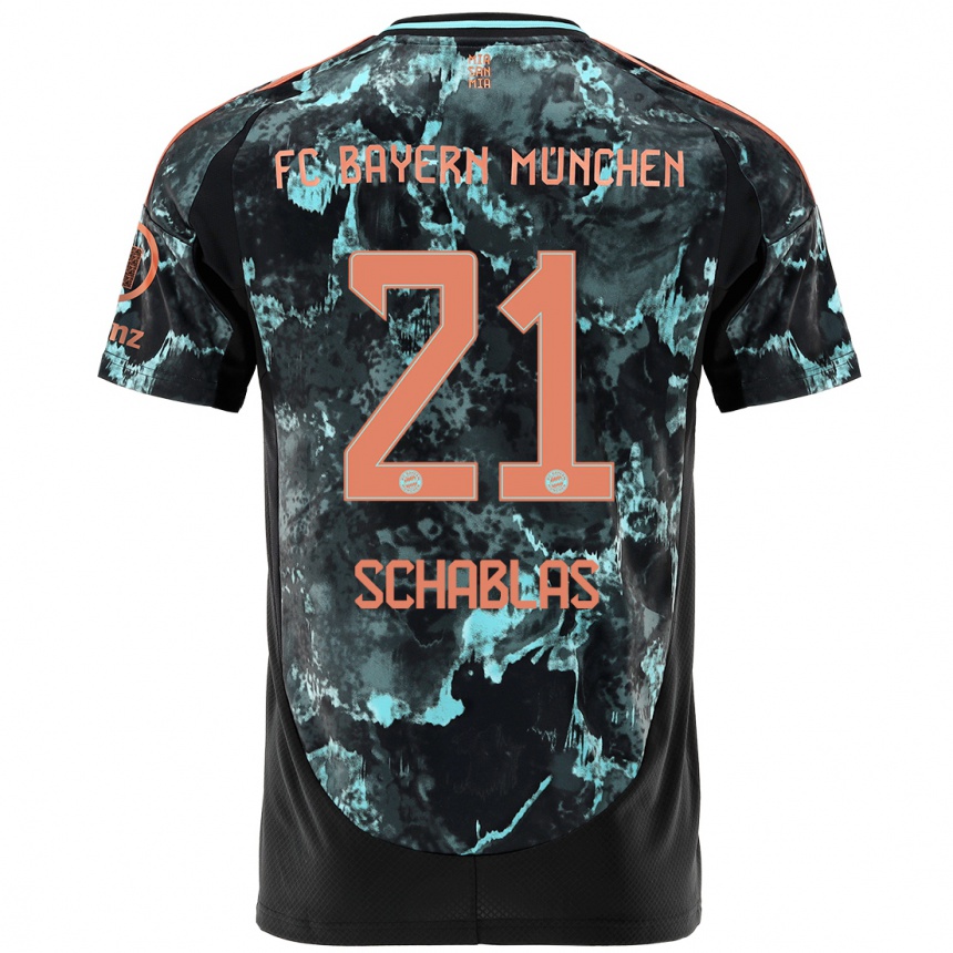 Women Football Matteo Schablas #21 Black Away Jersey 2024/25 T-Shirt Za