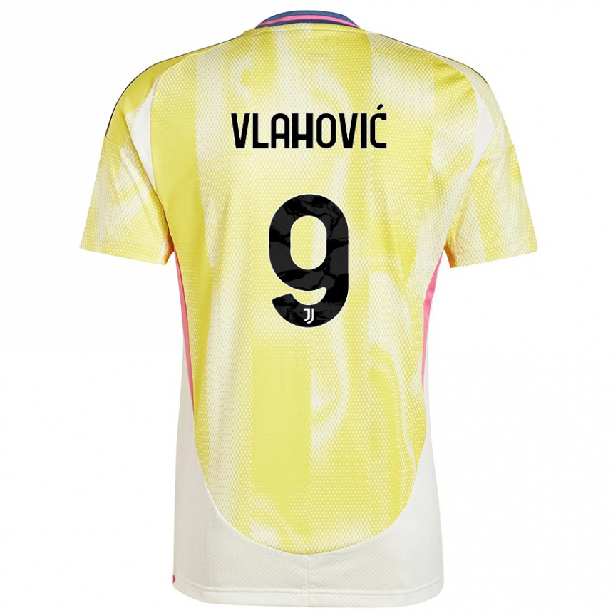 Women Football Dusan Vlahovic #9 Solar Yellow Away Jersey 2024/25 T-Shirt Za