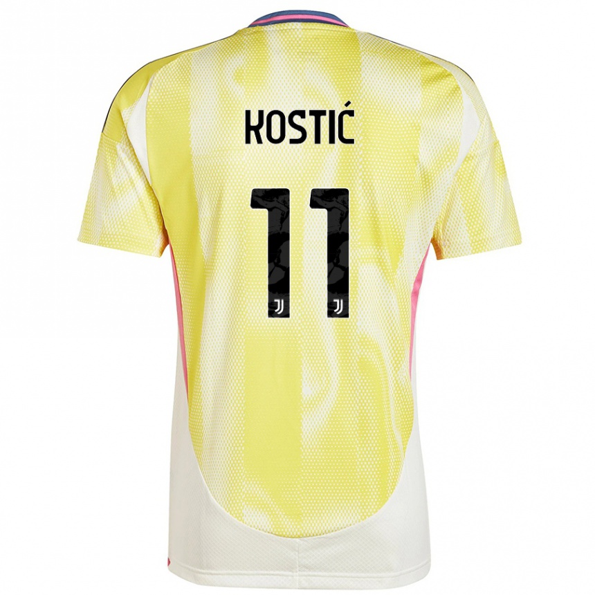 Women Football Filip Kostic #11 Solar Yellow Away Jersey 2024/25 T-Shirt Za