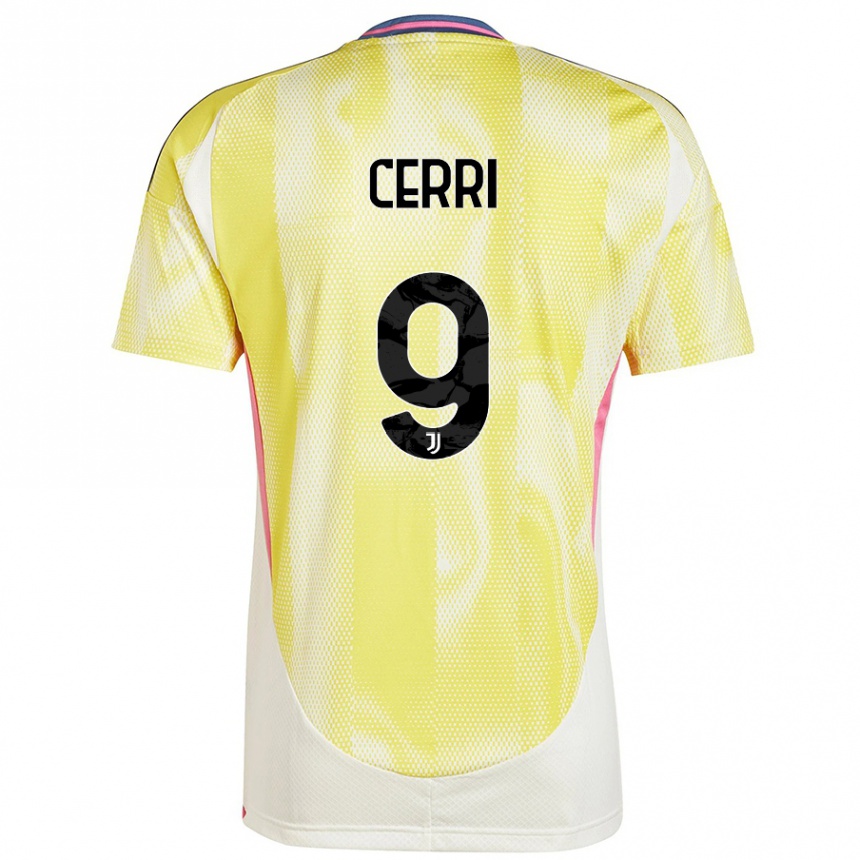 Women Football Leonardo Cerri #9 Solar Yellow Away Jersey 2024/25 T-Shirt Za