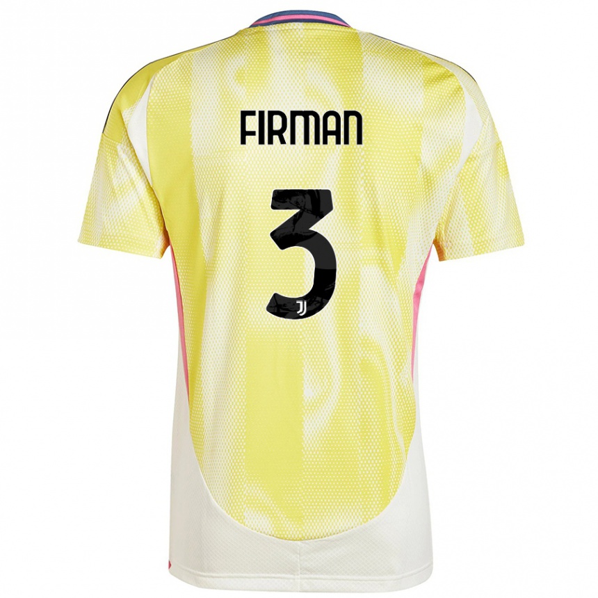 Women Football Andriy Firman #3 Solar Yellow Away Jersey 2024/25 T-Shirt Za