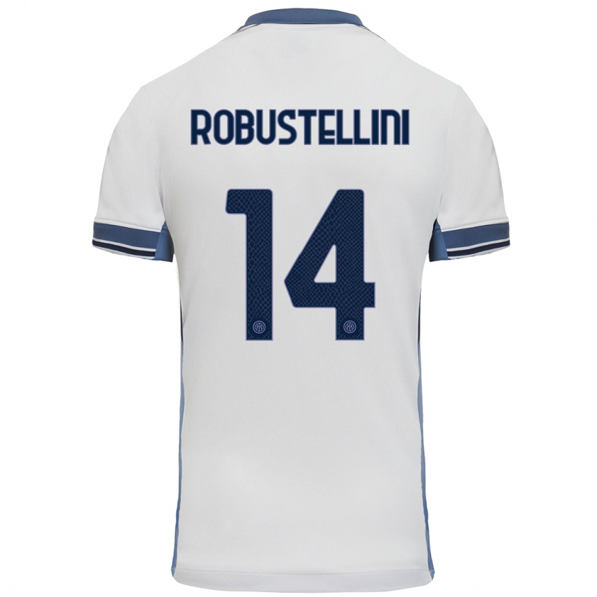 Women Football Chiara Robustellini #14 White Grey Away Jersey 2024/25 T-Shirt Za