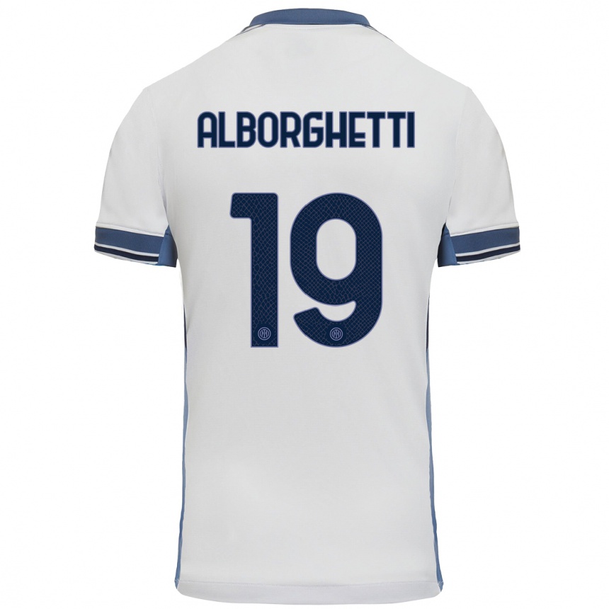 Women Football Lisa Alborghetti #19 White Grey Away Jersey 2024/25 T-Shirt Za