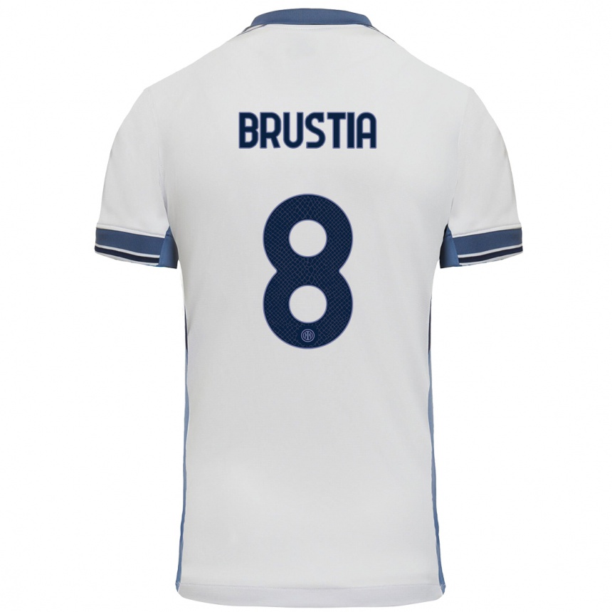 Women Football Martina Brustia #8 White Grey Away Jersey 2024/25 T-Shirt Za