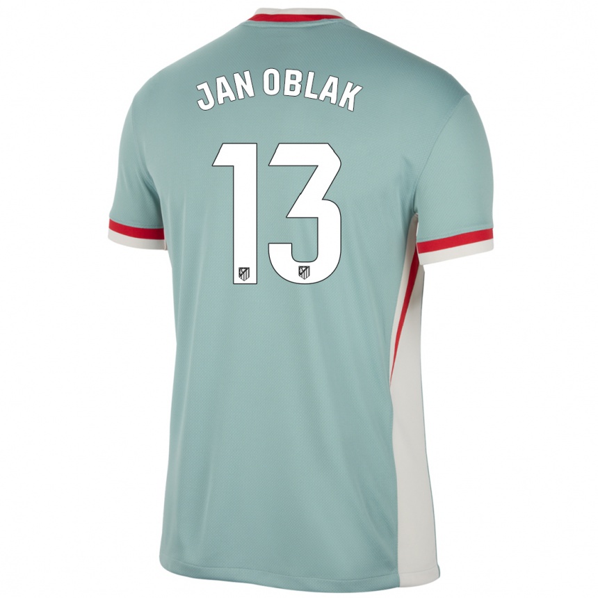 Women Football Jan Oblak #13 Light Beige Blue Away Jersey 2024/25 T-Shirt Za