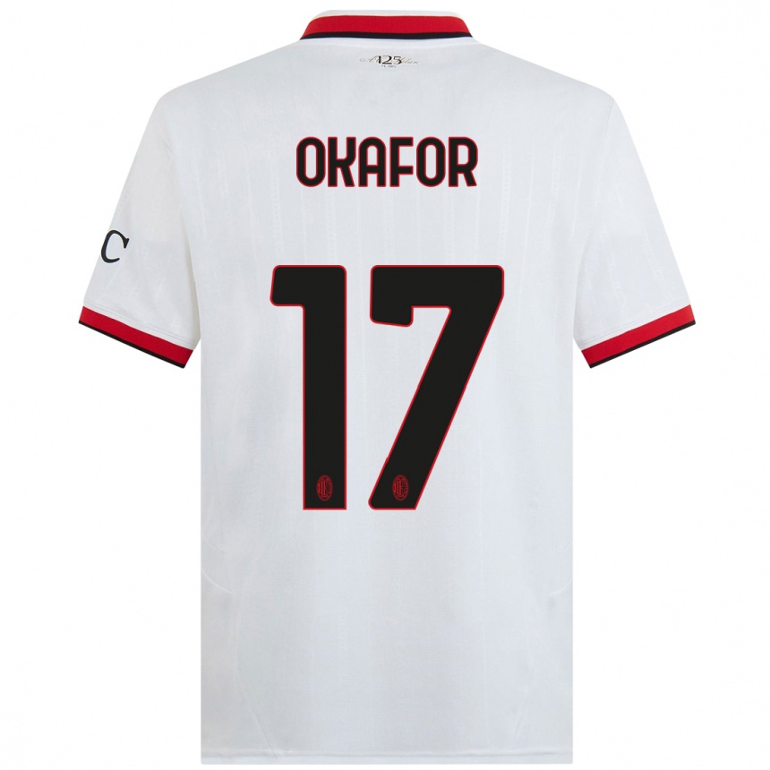 Women Football Noah Okafor #17 White Black Red Away Jersey 2024/25 T-Shirt Za