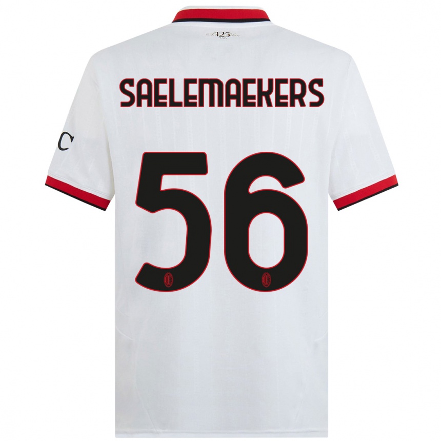 Women Football Alexis Saelemaekers #56 White Black Red Away Jersey 2024/25 T-Shirt Za