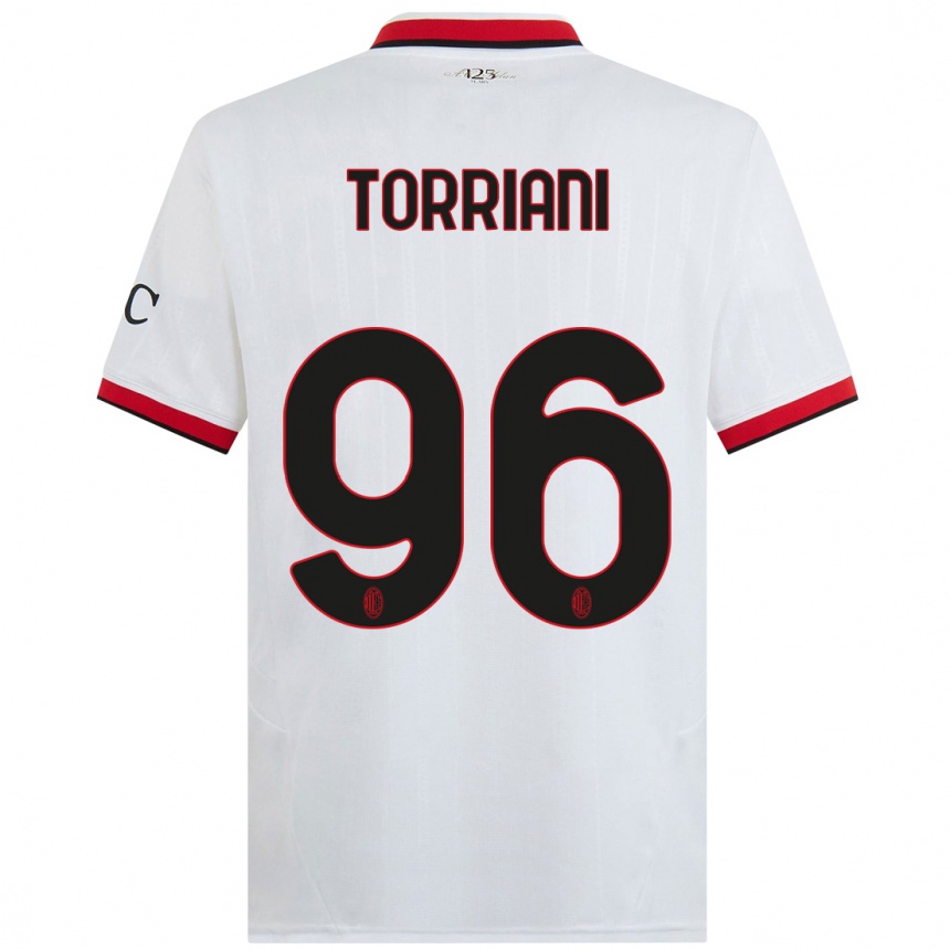 Women Football Lorenzo Torriani #96 White Black Red Away Jersey 2024/25 T-Shirt Za