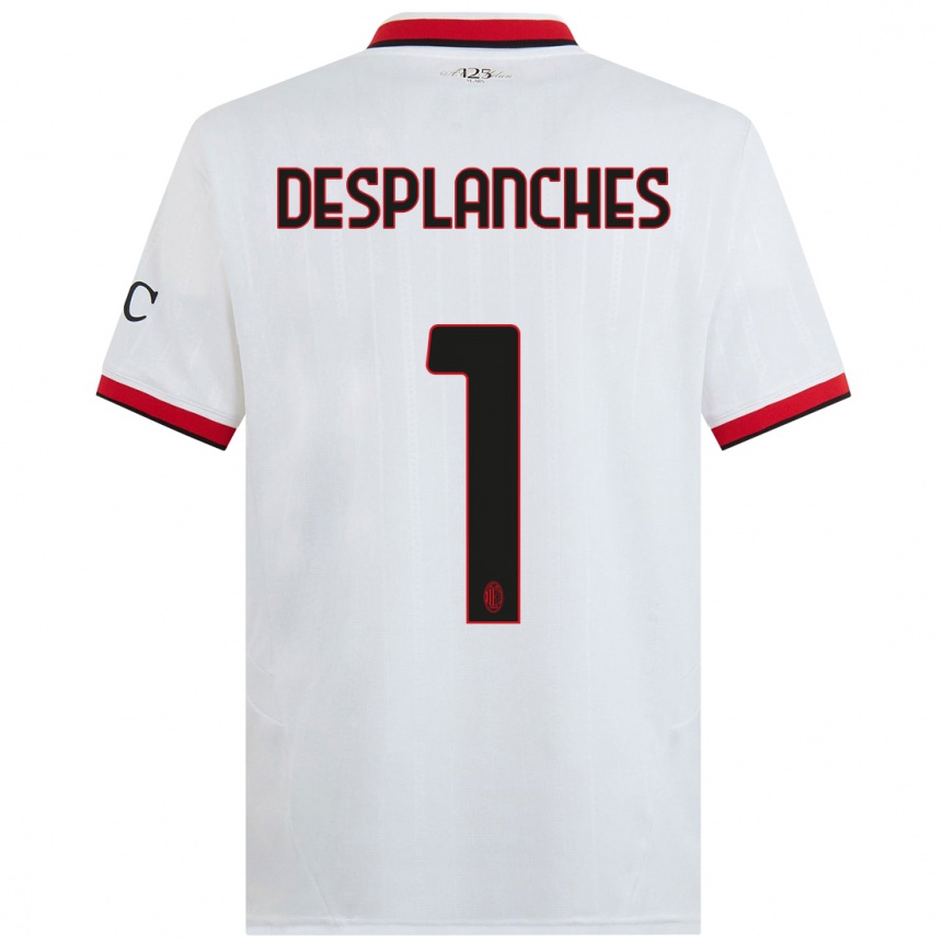 Women Football Sebastiano Desplanches #1 White Black Red Away Jersey 2024/25 T-Shirt Za