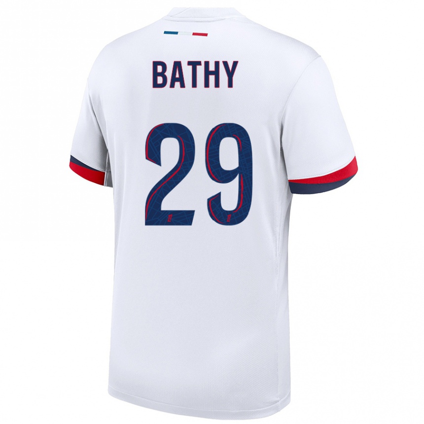 Women Football Griedge Mbock Bathy #29 White Blue Red Away Jersey 2024/25 T-Shirt Za