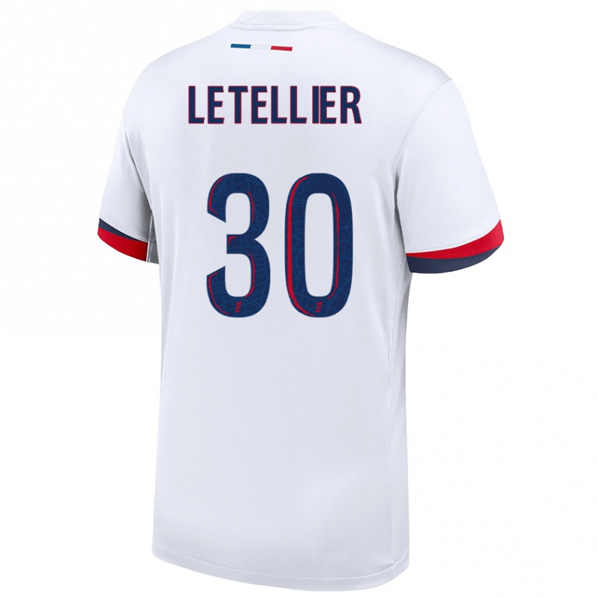 Women Football Alexandre Letellier #30 White Blue Red Away Jersey 2024/25 T-Shirt Za