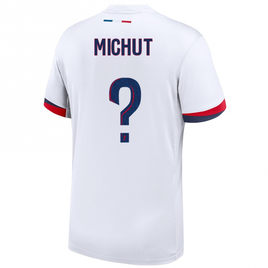 Women Football Etienne Michut #0 White Blue Red Away Jersey 2024/25 T-Shirt Za