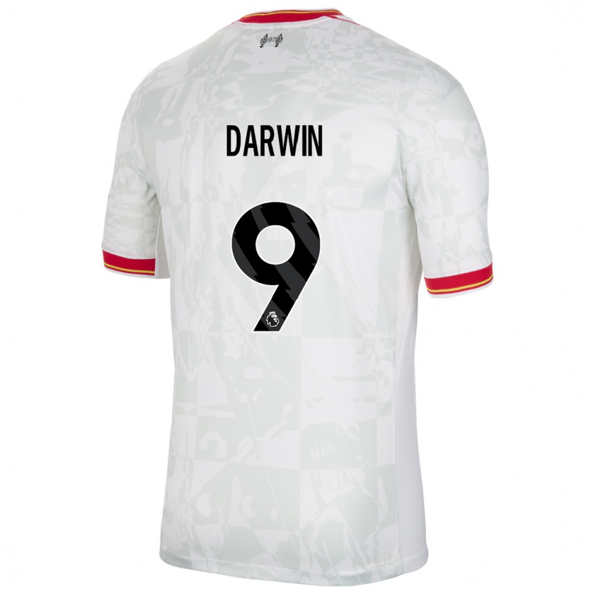 Women Football Darwin Nunez #9 White Red Black Third Jersey 2024/25 T-Shirt Za