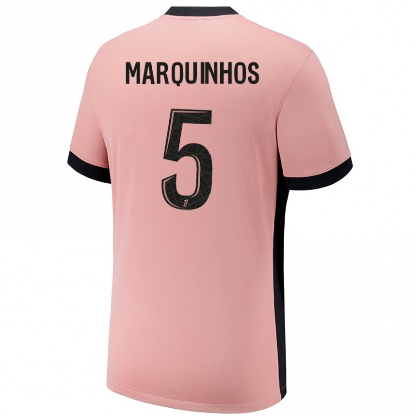 Women Football Marquinhos #5 Rust Pink Third Jersey 2024/25 T-Shirt Za