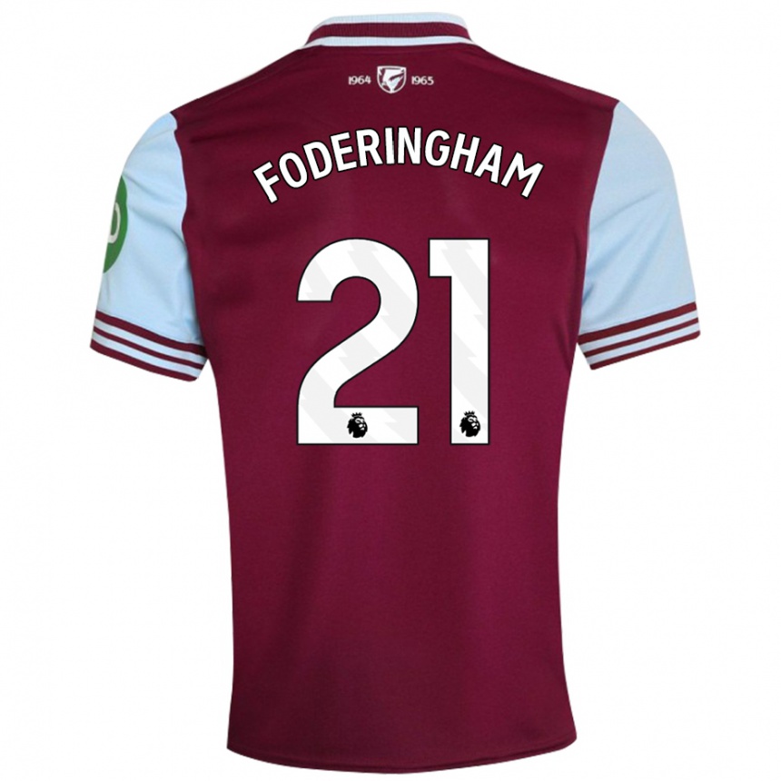 Kids Football Wes Foderingham #21 Dark Red Home Jersey 2024/25 T-Shirt Za