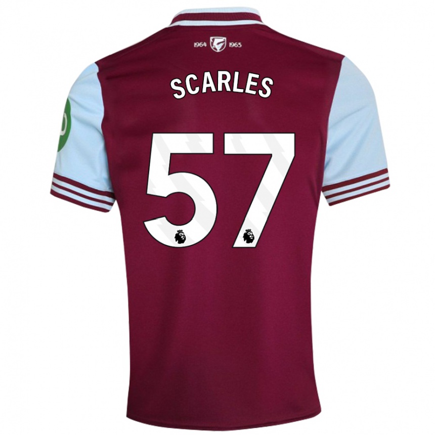 Kids Football Oliver Scarles #57 Dark Red Home Jersey 2024/25 T-Shirt Za