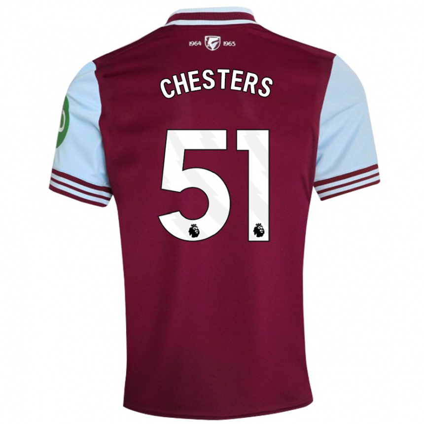 Kids Football Dan Chesters #51 Dark Red Home Jersey 2024/25 T-Shirt Za